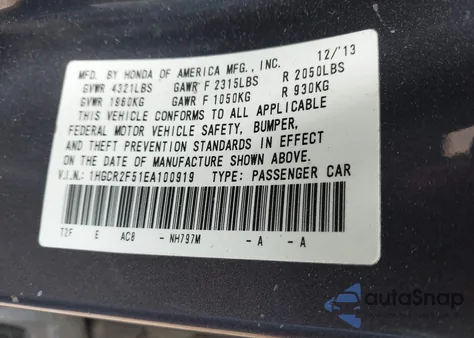 2014 Honda Accord Sport z USA, uszkodzony, nr VIN 1HGCR2F51EA100919